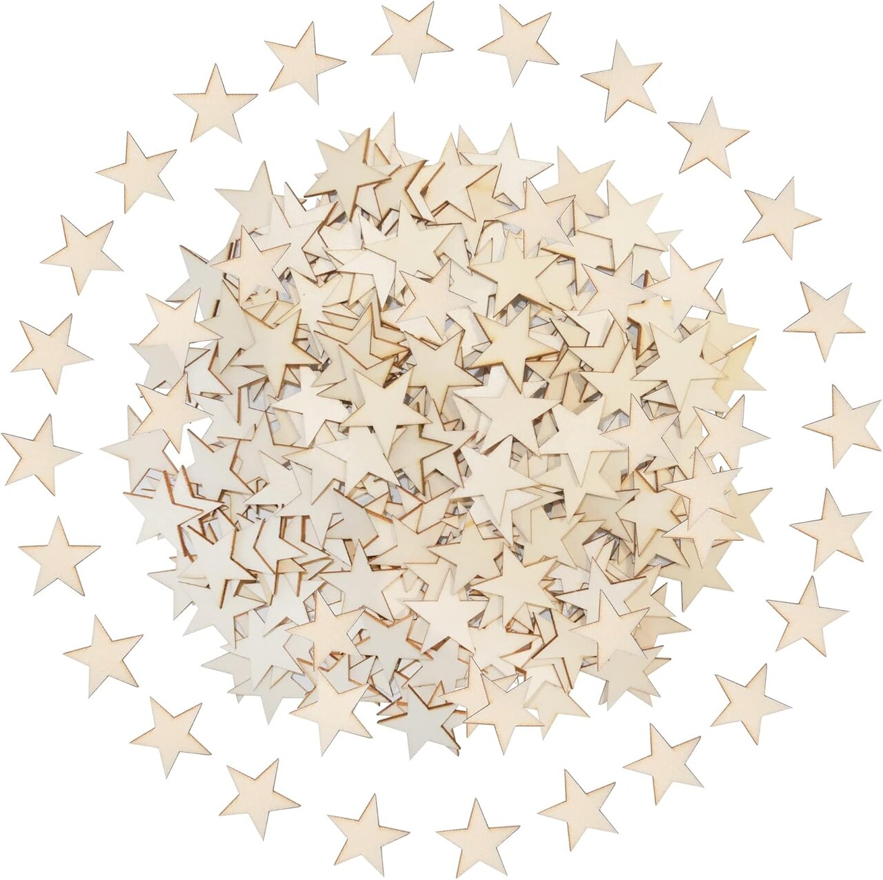 200 Pcs Small Wooden Stars – 1 Inch Unfinished Wood Cutouts for Crafts, Ornaments, Wooden Flags & DIY Art Projects